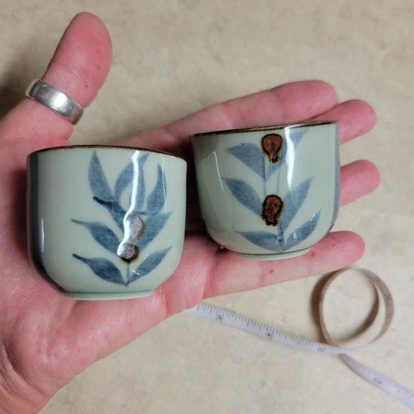 Vintage sake ceramic cups lot of 2 hand painted perfect vintage condition - Picture 7 of 10